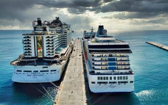 Two cruise ships in a port