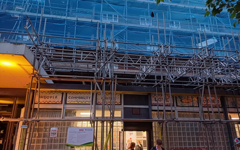 Andover community centre with scaffolding