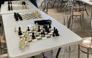 A chess board set up for the event