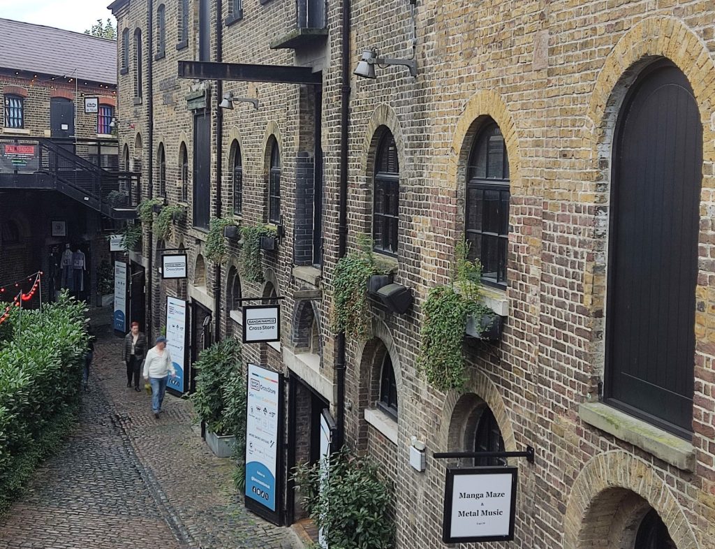 Exterior picture of the Bandai Namco Cross store, located in the Camden stables