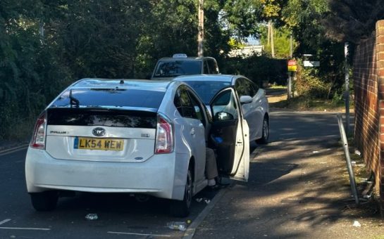 Taxi drivers parked off Bath Road, Heathrow, in residential streets