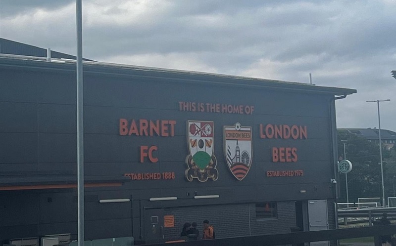 The outside of Barnet FC's stadium