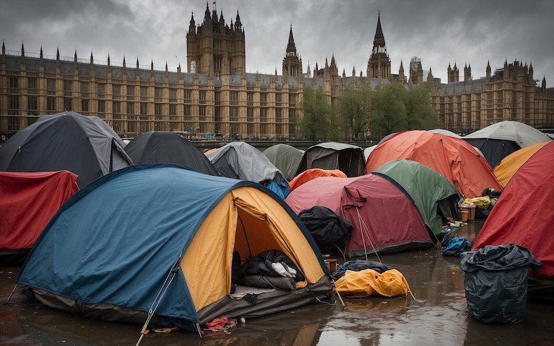 Tents outside the House of Parliament