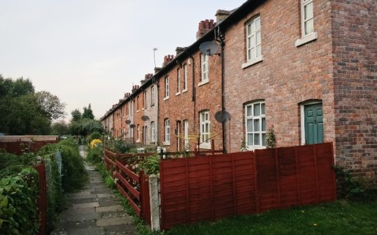 Terrace of brick houses on Brent Terrace in Barnet