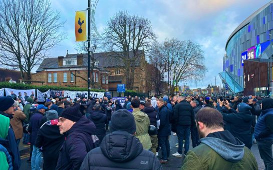 fans gather to protest outside tottenham hotspur stadium